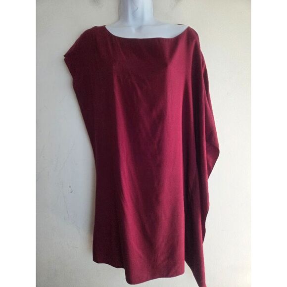 Ramy Brook "Marci" Dark Wine Red Silk Side Drape Satin Dresss size Medium - Picture 7 of 9